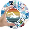 53 peças de adesivos de vento esportivo decoração de natação skate geladeira guitarra copo d'água computador notebook material de PVC à prova d'água