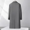 Abrigo de hombre transfronterizo 2026 otoño e invierno estilo largo hasta la rodilla con cuello alto, gabardina de lana de un solo pecho para hombres de negocios de mediana edad