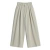 Pantalones anchos plisados con silueta suave y hebilla del mismo color, pantalones de pierna ancha y cintura suelta, pantalones rectos grandes y sencillos de primavera para mujer