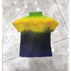 Miyake Moda Estampada Plissada Mais Vendida Blusa Feminina Fina Gola Alta Manga Curta Verão Nova Temperamento Camiseta Fashion
