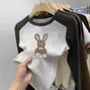 Nueva Camiseta de Manga Larga con Retazos para Niñas Otoño e Invierno Versátil De Rong Base Cepillada para Niños Cuello Redondo Ropa Interior