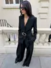 Marca Z, comercio exterior, conjunto casual transfronterizo ZA para mujer: camisa bordada y con cuentas + pantalones bordados y con cuentas