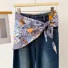 Lenço Triângulo Estilo Férias Retrô Seda Sintética Dupla Camada Amarração na Cintura Xale de Proteção Solar Lenço de Pescoço Lenço de Seda Feminino Lenço de Cabeça Lenço