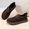 2024 Outono e Inverno Novos Sapatos de Manga Couro Genuíno Masculino Sapatos de Couro Casuais All-match Mocassins Antiderrapantes de Sola Macia Elegante