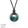 Collar Colgante de Cristal Natural de la Paz de 20 mm, Talla de Piedra Versátil, Redondo con Agujero Grande, Colgante de Princesa, Regalo de Navidad