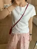 Camiseta Básica Versátil de Manga Curta, Gola Redonda, Soltinha, Modeladora, para Mulheres, Verão, Fina, Cor Sólida, Ombro Normal, Produção de Fábrica Transfronteiriça