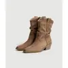 Botines Plisados Versátiles Estilo Vintage Nuevos Otoño/Invierno para Mujer, Puntiagudos con Tacón Grueso Estilo Vaquero Occidental, Estilo Étnico