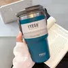 Taza de café de acero inoxidable, taza térmica, taza grande con popote, vaso de agua de aspecto elegante para niñas, vaso para hielo que mantiene el frío para hombres
