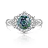 Anillo Redondo de Fuegos Artificiales de Venta Caliente en Tiktok para Mujer, Incrustado con Piedras Preciosas de Colores, Diamante de Alto Carbono, Joyería de Anillo Chapado en Oro, Dropshipping para Transmisiones en Vivo