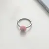 Anel de Trevo de Quatro Folhas com Gotejamento de Óleo de Dopamina, com Toque de Luxo, Fresco e Versátil, Empilhável, Anel com Design Minimalista Rosa-Azul para Mulheres