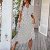 Di Yun 2026 Primavera/Verano Transfronterizo Estilo Europeo y Americano Casual Vacaciones Estampado de Lunares Cintura Alta Vestido con Lazo Moda para Mujer