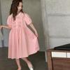 Vestido de verano de manga corta para niñas Ropa para niños Vestido de princesa de algodón para niñas Vestido dulce Rosa Trendy