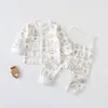 Roupas de Bebê Primavera Outono Inverno Algodão Puro Recém-nascido Bebê Pequeno Pijama Cintura Alta Proteção da Barriga Roupas de Outono para Bebê Calças de Outono Conjunto Separado