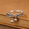 Anillo Abierto de Plata Esterlina S925 One Deer Personalizado Diseño Campana de Trigo Seiko Retro Elegante Combinable