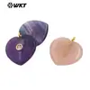 Wt-P2087 Exportación al por mayor Accesorios populares Fluorita Natural Amatista Obsidiana Corazón con Circonita Incrustada Colgante