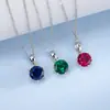 Collar de Rubí Cultivado Sencillo y Elegante Más Vendido Transfronterizo Plata S925 Engaste de Seis Garras Piedra Preciosa de Color Cultivada Cadena para Clavícula Estilo Vintage