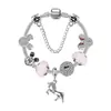 Transfronterizo Nuevo DIY Aleación Incrustada de Diamantes Joyería de Cuentas con Agujero Grande Corazón Hueco Tortuga Colgante de Lujo Ligero Pulsera para Mujeres