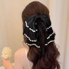 Pin de clip grande con lazo súper de hada de alta calidad que muestra el cabello, pin de pelo de perla trasero, pin de tiburón de cinta