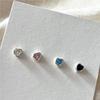 Pendientes de Plata de Ley 925 Estilo K Coreano Fan Zhiqiao Corazón Diamante de Color Circonita Pendientes Sencillos Elegantes Nacionales para Mujer