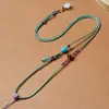 Cordón de Colgante de Loto de una Cara con Colgante de Jade y Oro, Cordón de Collar Tejido a Mano de Jade Fresco para Hombres y Mujeres, Venta al por Mayor