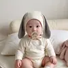 Gorro para bebé para primavera y otoño, lindo gorro con orejas de conejo para protección de orejas, gorro elegante a prueba de viento para niños y niñas, gorro para recién nacido que cubre la cara, estilo coreano