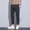 Calça Casual Cropped Fluida de Nova Estilo para Primavera Masculina, Business Casual Slim Reta Anti-Rugas Não Passa 9/10