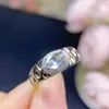 Anel de Prata Esterlina Explosivo com Água-marinha Natural Aberto Homens e Mulheres Podem Usar Europeu e Americano Quente Pedra Principal 5x7mm