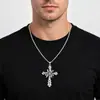 Colar Longo Cruz de Rosa Nova Europeu e Americano Pingente de Moda Hip-Hop Masculino Corrente Versátil para Suéter Fabricante Atacado