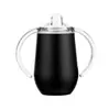 Taza Térmica de Acero Inoxidable 304 de Doble Pared y Doble Asa de 10 oz, con Tapa tipo Cáscara de Huevo, para Uso Transfronterizo, Asa Doble, Forma de U