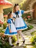 Disfraz de Halloween Alice Cosplay Atuendo de Sirvienta Disfraz de Actuación Madre e Hija Padre e Hijo Vestido Estilo Pradera Pastoral Granja