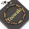 Pulseira Europeia e Americana Transfronteiriça de Tubo Longo com Contas Espaçadoras de Pedra Olho de Tigre para o Cotidiano, Pulseira Versátil para Casal Atacado