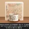 Taza de Café y Platillo Magnolia Pintado a Mano Traje Taza para Latte de Alta Gama Refinada Taza de Té de la Tarde de Alta Gama Taza de Cerámica