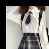 Camisa jk de mirada a la derecha básica de verano versátil holgada recta manga larga color liso camisa blanca uniforme genuina original