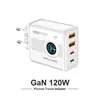 Luz LED redonda de 120W, carregador multi-porta AACC, adequado para telefones Apple e Android, carregador 5V 2A 12W