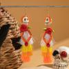 Pendientes Europeos y Americanos Transfronterizos Originales de Calavera con Borla y Cuentas de Semilla, Pendientes Personalizados Creativos de Flor de Halloween