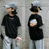 Nueva Camiseta de Manga Larga Rayada para Niñas Primavera y Otoño 2026 Ropa Interior Básica para Niños Top para Niñas Talla Mediana y Grande Top Estampado para Niños