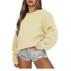 Moletom Casual de Gola Redonda com Forro de Fleece Mais Vendido da Amazon para Mulheres, Blusa Solta para Casal de Comércio Exterior Transfronteiriço, Tendência da Moda de Rua