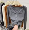 Nuevo Suéter Cardigan Abrigo de Punto Estilo Coreano Dulce y Suave con Cuello en V, Encaje y Volantes, Adelgazante, Otoño/Invierno 2026 para Mujer