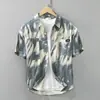 Camisa de Manga Corta Estampada Tie-dye Japonés de Verano para Hombre, Moda Artística Holgada Casual, Chaqueta de Alta Gama para Hombre