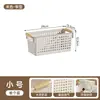 Cesta de Almacenamiento de Escritorio con Asa de Madera Caja de Almacenamiento de Cocina Caja Organizadora de Bocadillos y Juguetes Caja de Plástico para el Hogar Cesta de Almacenamiento para Artículos Varios