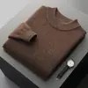 Entrega de comércio exterior transfronteiriço: Suéter base masculino casual de negócios, cor sólida, de lã, com sete pontos, espessado, liso, gola dupla semi-alta