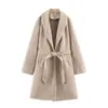 Ropa Exterior Abrigo para Mujer de Color Sólido Holgado con Solapa y Cinturón de Material Suave 3046327 - AliExpress Transfronterizo Primavera 2026