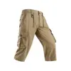 Calça Cropped de Trabalho G-Stone com Cintura Elástica e Cordão para Homens, Calça Reta de Comprimento Médio com Vários Bolsos, Calça Casual Fina e Respirável