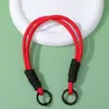 Lanyard colorido simples para celular com fivela dupla, chaveiro pingente em blocos de cor trançado à mão, cordão de poliéster anti-perda, disponível para atacado