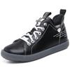 Botas curtas de couro femininas 2024 Primavera e Outono novos sapatos brancos de cano alto sola macia decote em V versátil casual planas tamanho grande sapatos femininos
