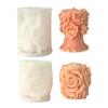 Vela Aromática Coluna de Rosa 3D Molde de Silicone DIY Dia dos Namorados Coluna de Flor Pedra Difusora Ferramenta de Desbaste de Gesso para Lembrança