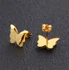 Explosiones Europeas y Americanas Venta al por Mayor Acero Inoxidable Colgante de Mariposa Collar Pendientes traje Cadena para Clavícula Elegante Celebridad de Internet Joyería Sencilla