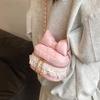 Bolso de Mano con Lazo Rosa Estilo Chanel Lindo Bolso Cruzado Encaje de Diamantes Mini Sobre Rojo Bolso de Cadena para el Hombro