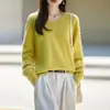 Suéter de Lana y Forro Polar de Punto Simple con Cuello en V para Mujer, Otoño/Invierno 2026, Corte Holgado Versátil, Top de Manga Larga
