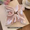 Lenço quadrado de tecido estilo coreano, elástico de cabelo grande, acessório de cabelo de renda doce e delicado, tiara de alta qualidade, rabo de cavalo, estilo francês